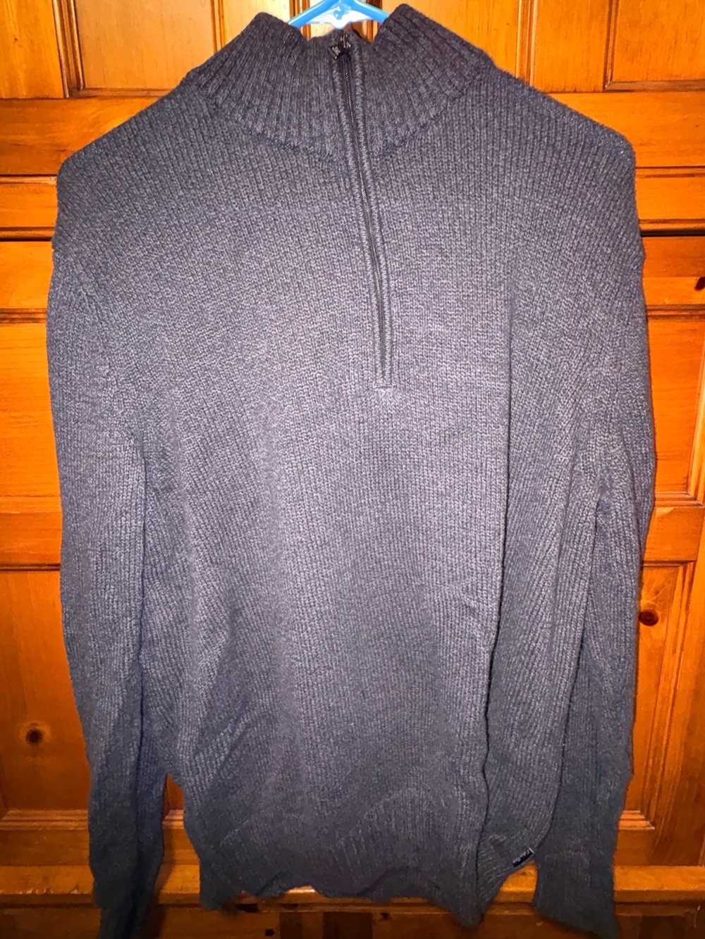 Calvin Klein Men's Zip-Neck Ribbed Sweater - Navy